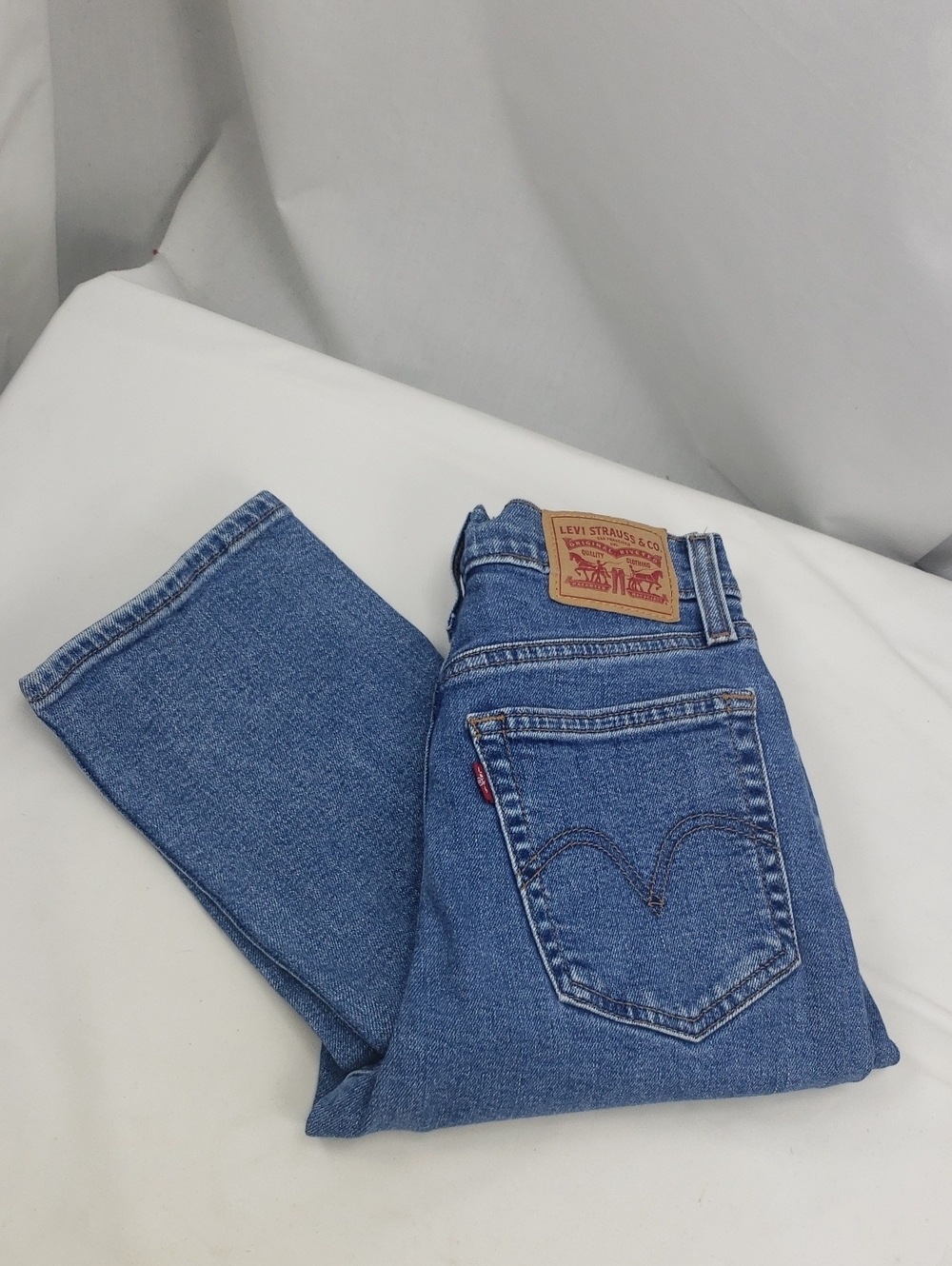 Levi Wedgie Straight Button Fly Blue Denim Jeans Size 25
